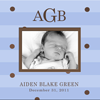 Photo Frames - Monogrammed: Boy Lt. Blue Stripe & Cocoa Dots